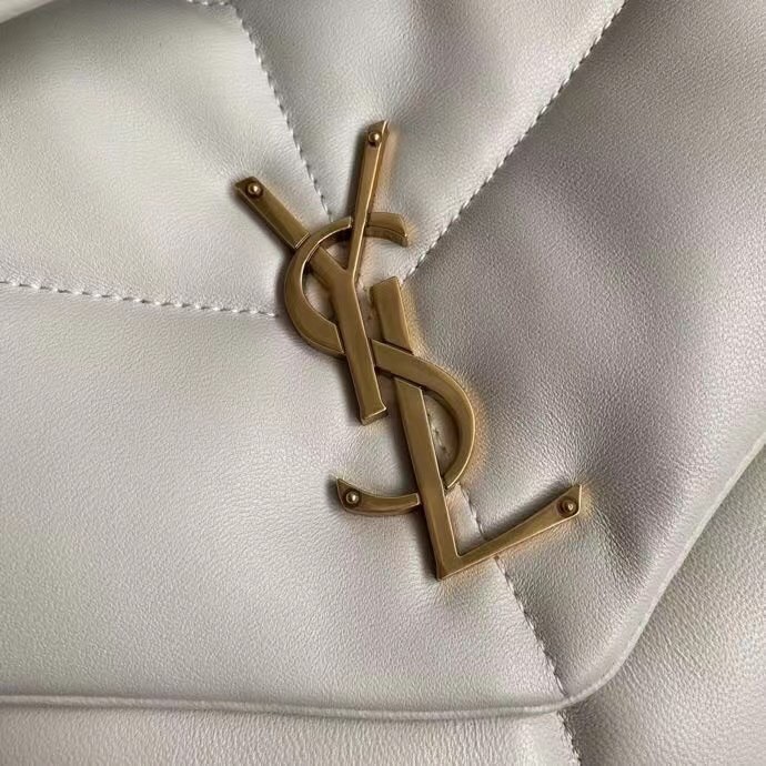 Saint Laurent Loulou Puffer Medium Bag In Ivory Lambskin