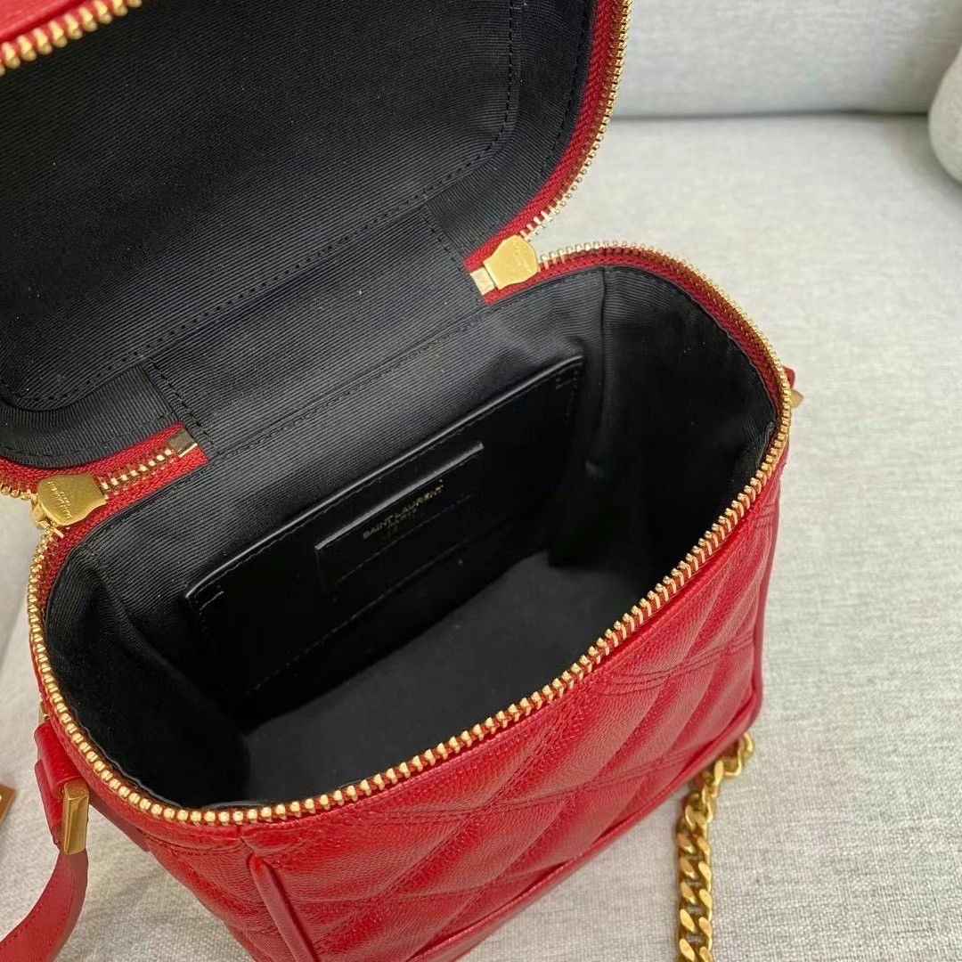 Saint Laurent 80's Vanity Bag In Red Quilted Grained Leather