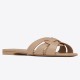 Saint Laurent Tribute Slides In Beige Calfskin