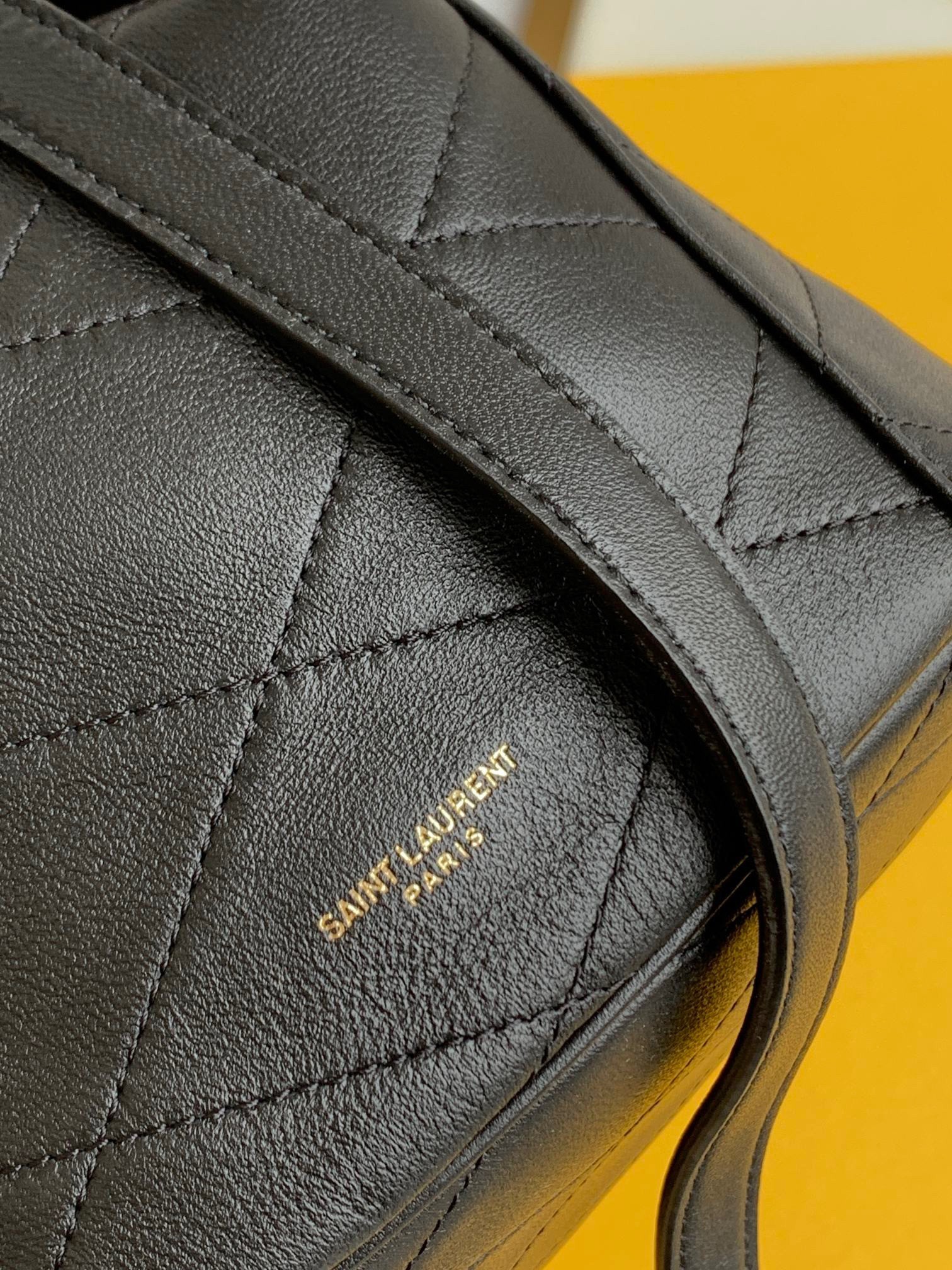 Saint Laurent Le Maillon Hook Bucket Bag In Black Lambskin