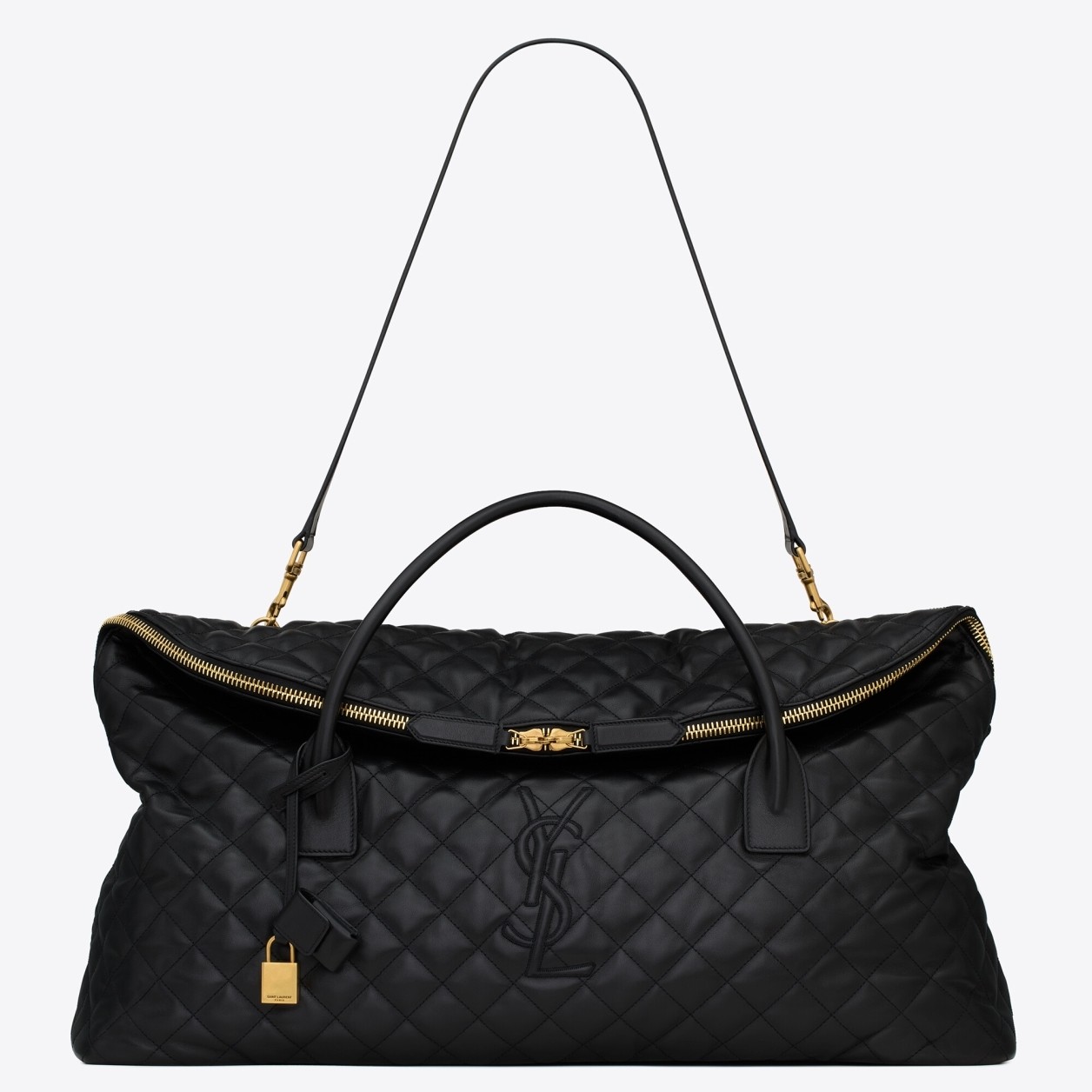 Saint Laurent Es Giant Travel Bag In Black Quilted Leather