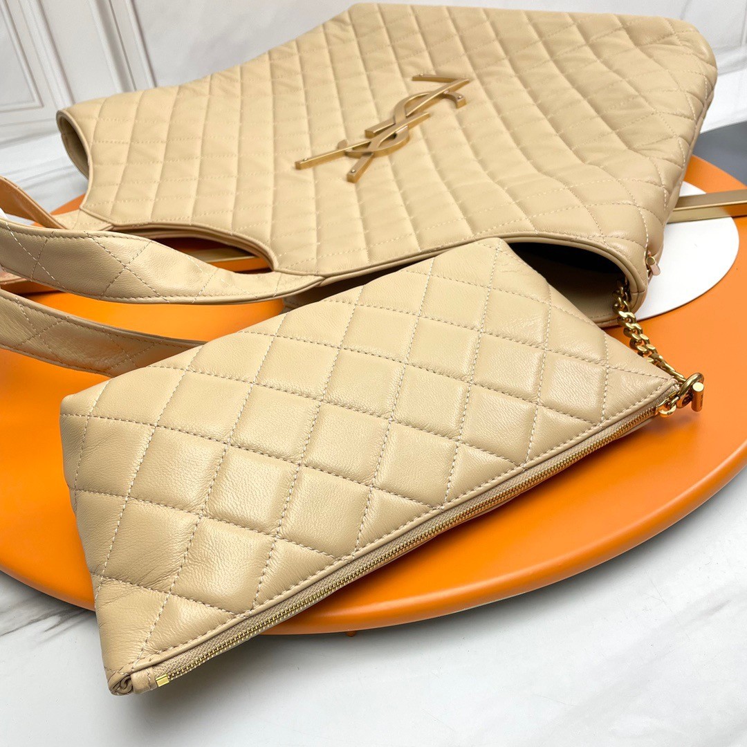 Saint Laurent Icare Maxi Shopping Bag In Beige Quilted Lambskin