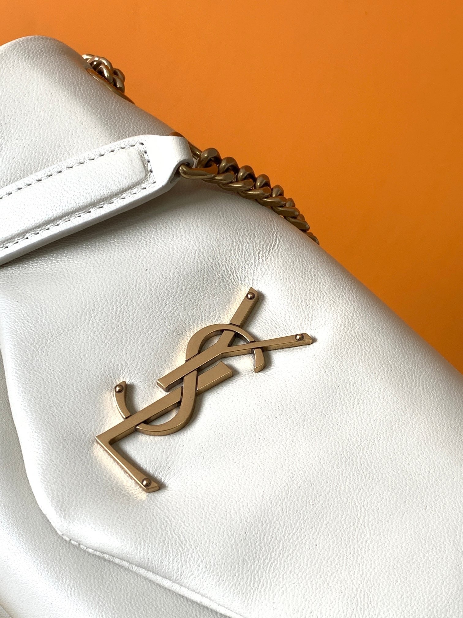 Saint Laurent Calypso Shoulder Bag In White Lambskin