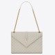 Saint Laurent Envelope Large Bag In White Matelasse Grained Leather