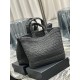 Saint Laurent Rive Gauche Tote Bag in Black Raffia Crochet