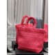 Saint Laurent Rive Gauche Tote Bag in Neon Pink Raffia Crochet