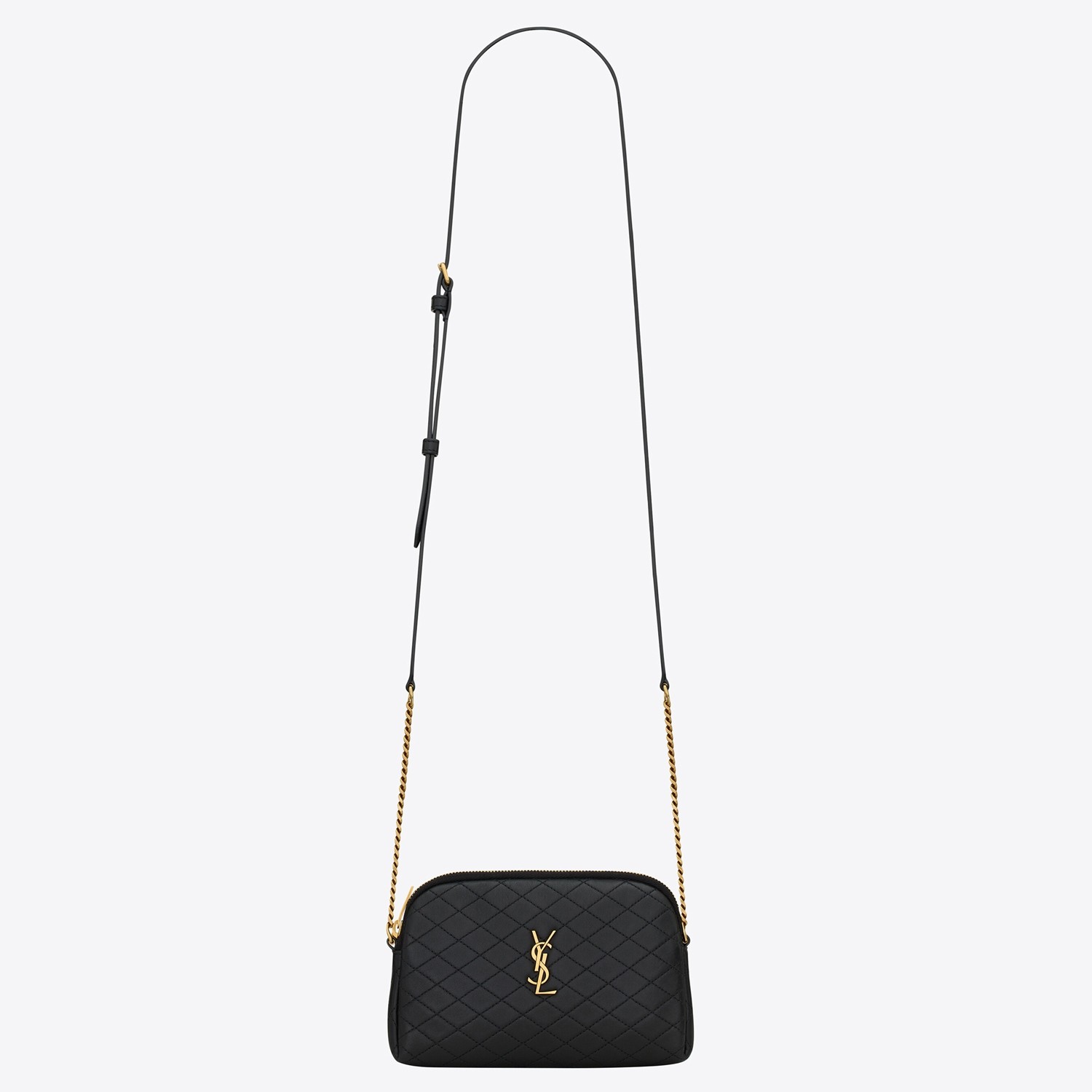 Saint Laurent Gaby Zipped Pouch in Black Quilted Lambskin