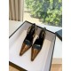 Saint Laurent Lee Slingback Pumps in Brown Glazed Leather