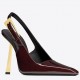 Saint Laurent Lee Slingback Pumps in Burgundy Patent Leather