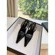 Saint Laurent Lee Slingback Pumps in Black Patent Leather