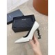 Saint Laurent Opyum 110 Pumps In White Patent Leather with Black Heel