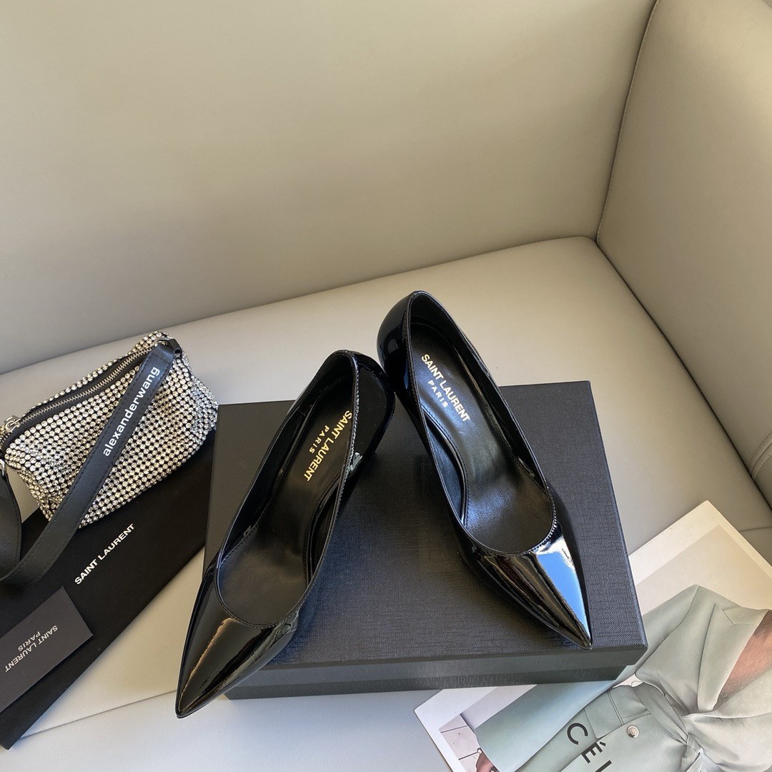 Saint Laurent Opyum Pumps 85mm In Patent Leather with Black Heel