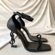 Saint Laurent Opyum 85mm Sandals in Black Leather with Black YSL Heel