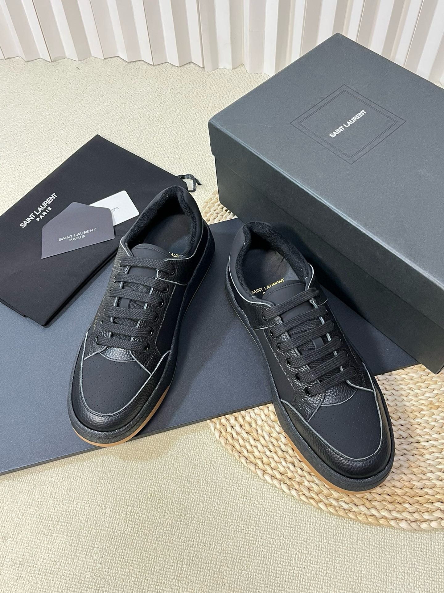 Saint Laurent Women's SL/61 Sneakers in Black Perforated Leather