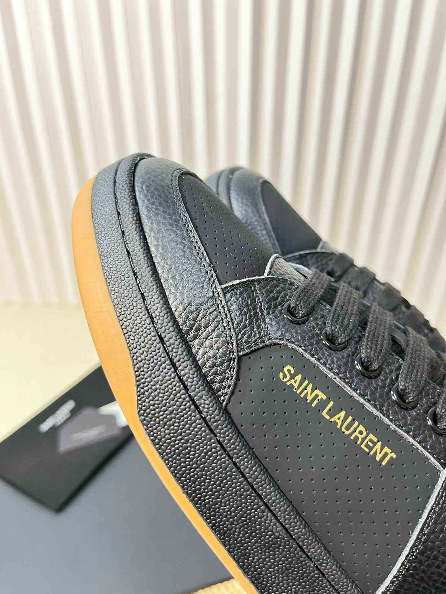 Saint Laurent Women's SL/61 Sneakers in Black Perforated Leather