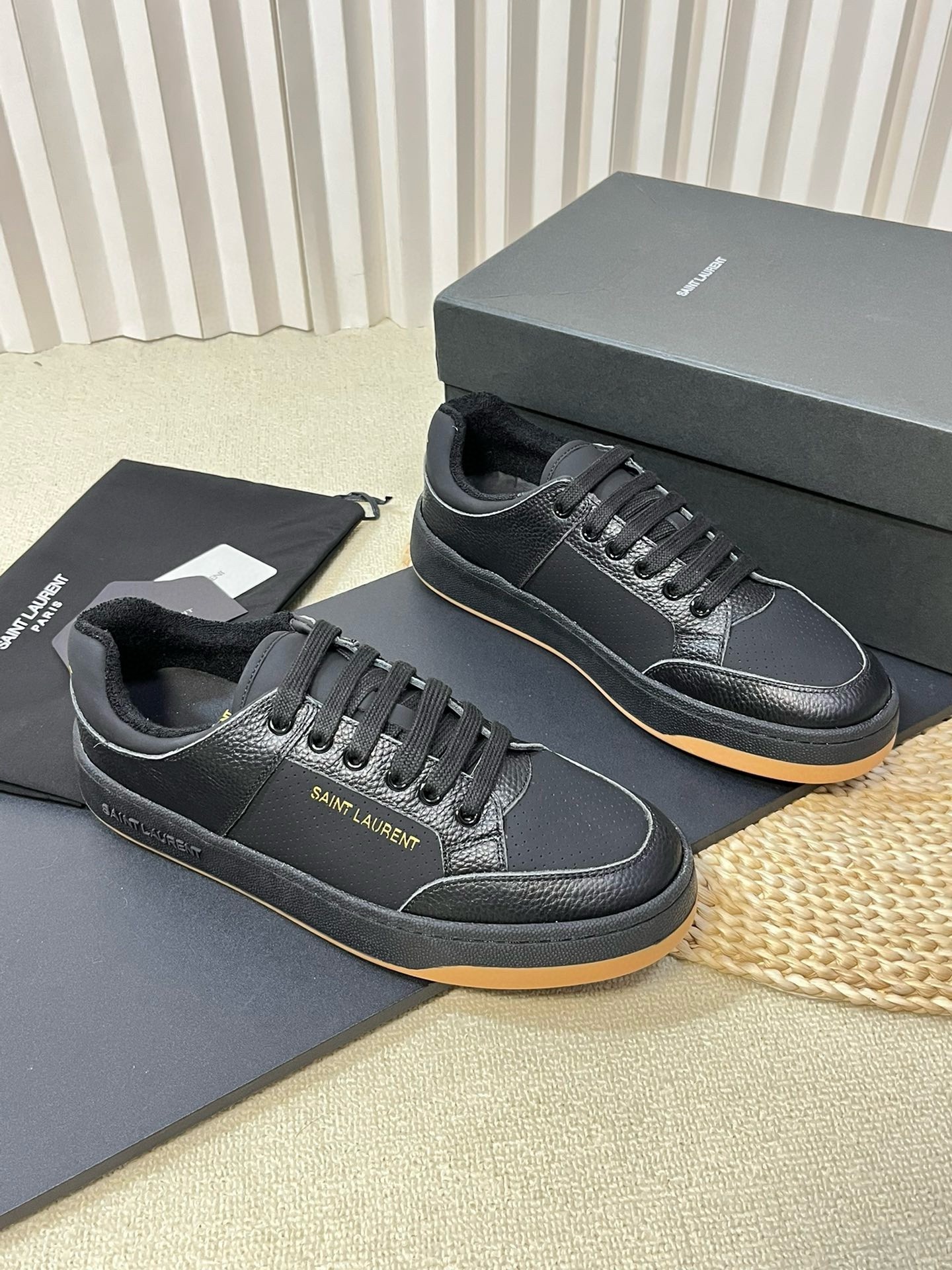 Saint Laurent Women's SL/61 Sneakers in Black Perforated Leather