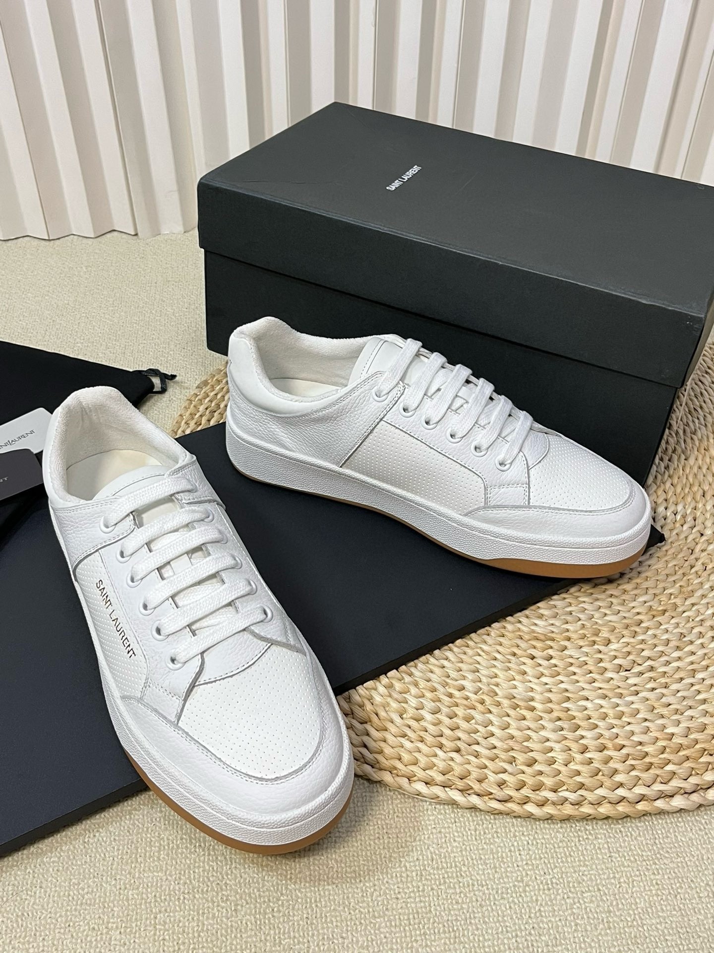 Saint Laurent Women's SL/61 Sneakers in White Perforated Leather