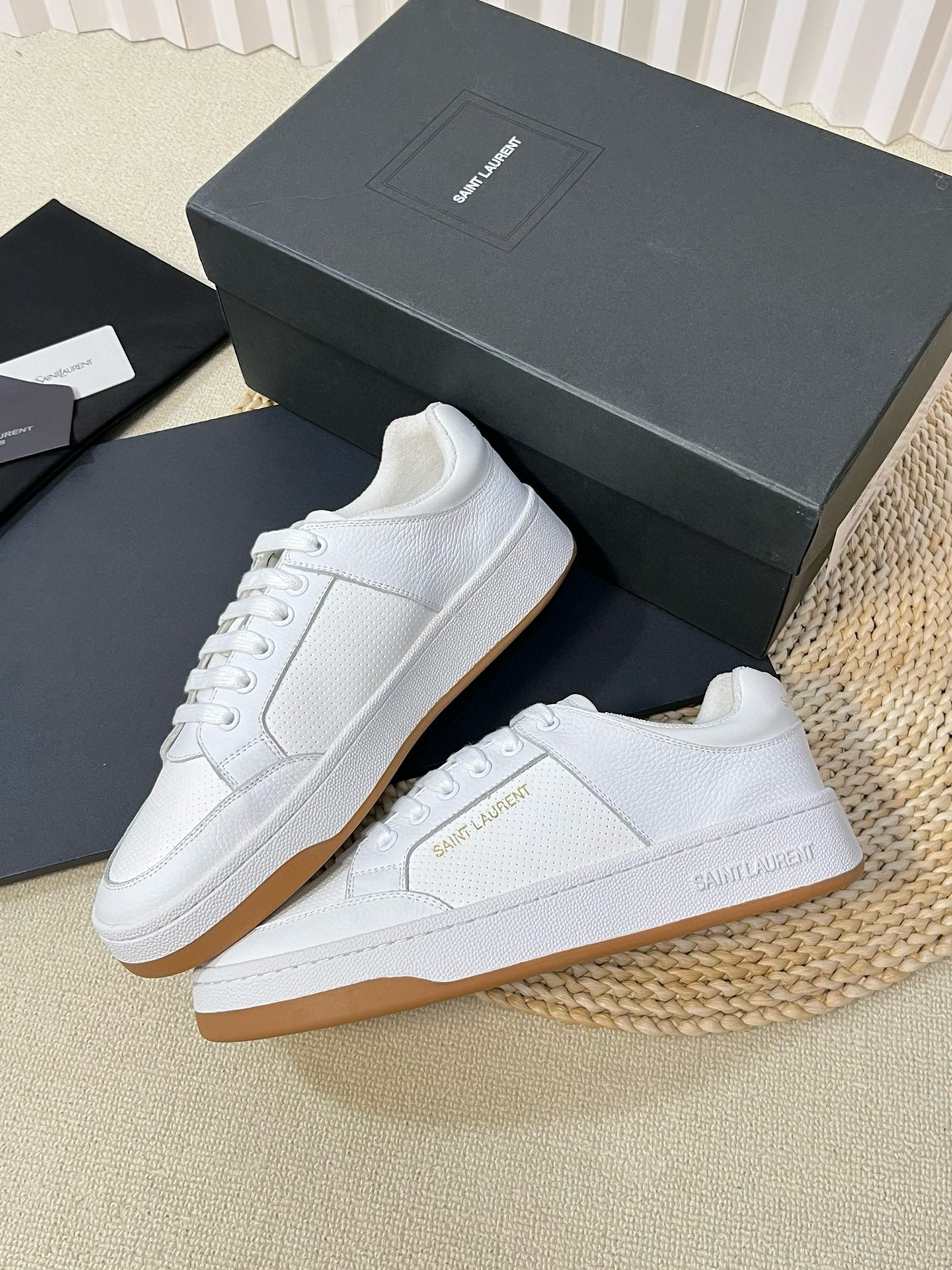 Saint Laurent Women's SL/61 Sneakers in White Perforated Leather