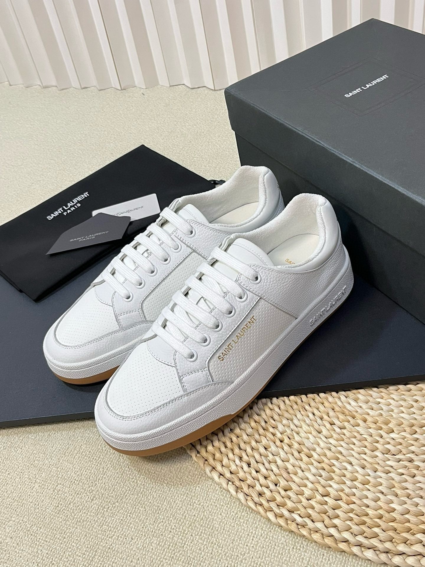 Saint Laurent Women's SL/61 Sneakers in White Perforated Leather