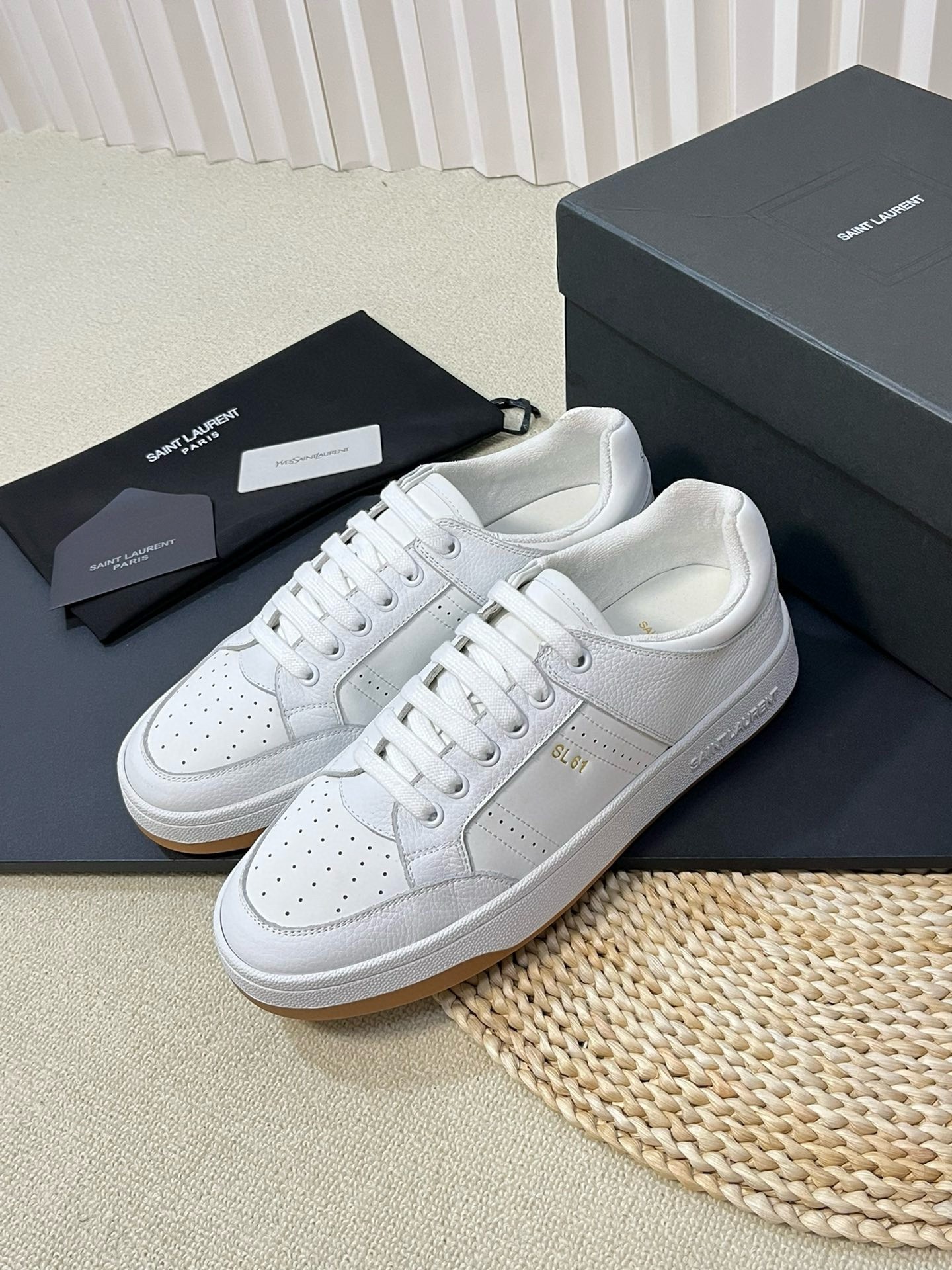 Saint Laurent Women's SL/61 Sneakers in White Calfskin