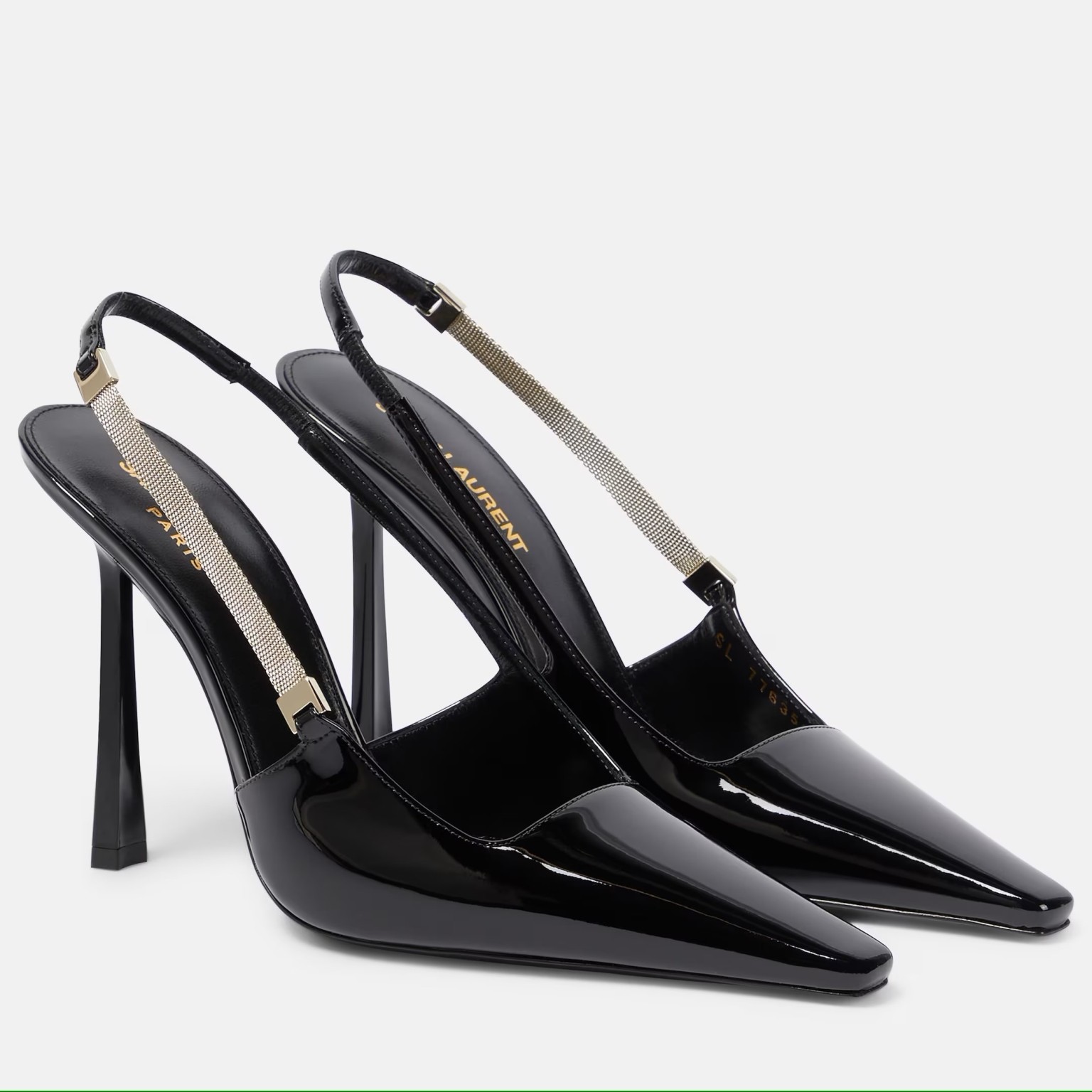 Saint Laurent Blake Slingback Pumps 110mm in Black Patent Leather