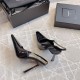 Saint Laurent Blake Slingback Pumps 110mm in Black Patent Leather