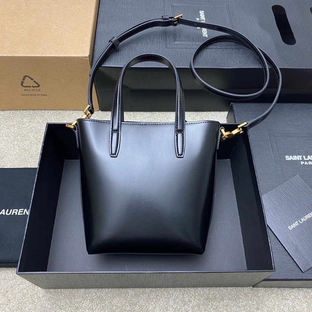 Saint Laurent Mini Toy Shopping Bag in Black Calfskin