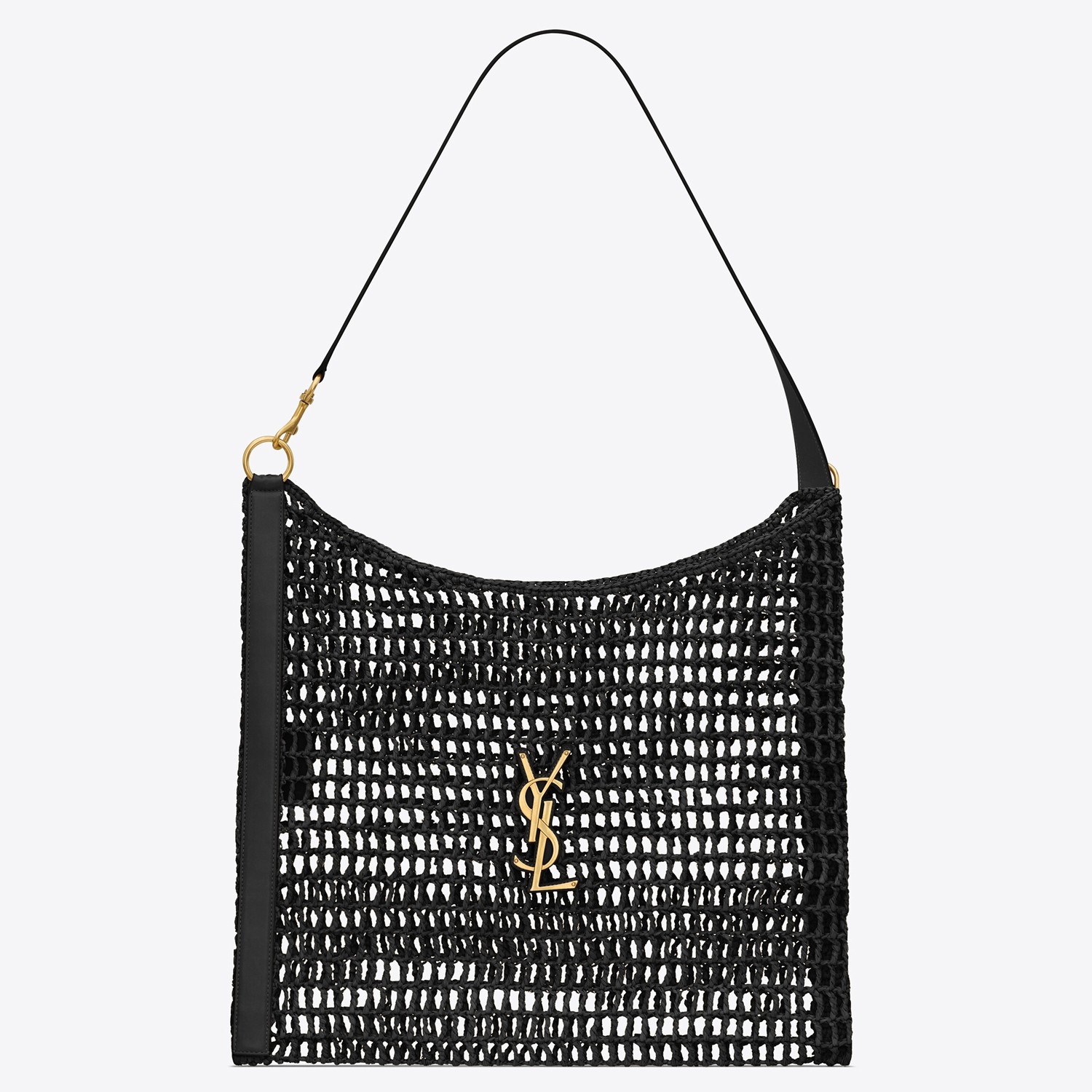 Saint Laurent Oxalis Shoulder Bag in Black Raffia