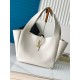 Saint Laurent LE 5 A 7 Bea Tote Bag in White Grained Leather