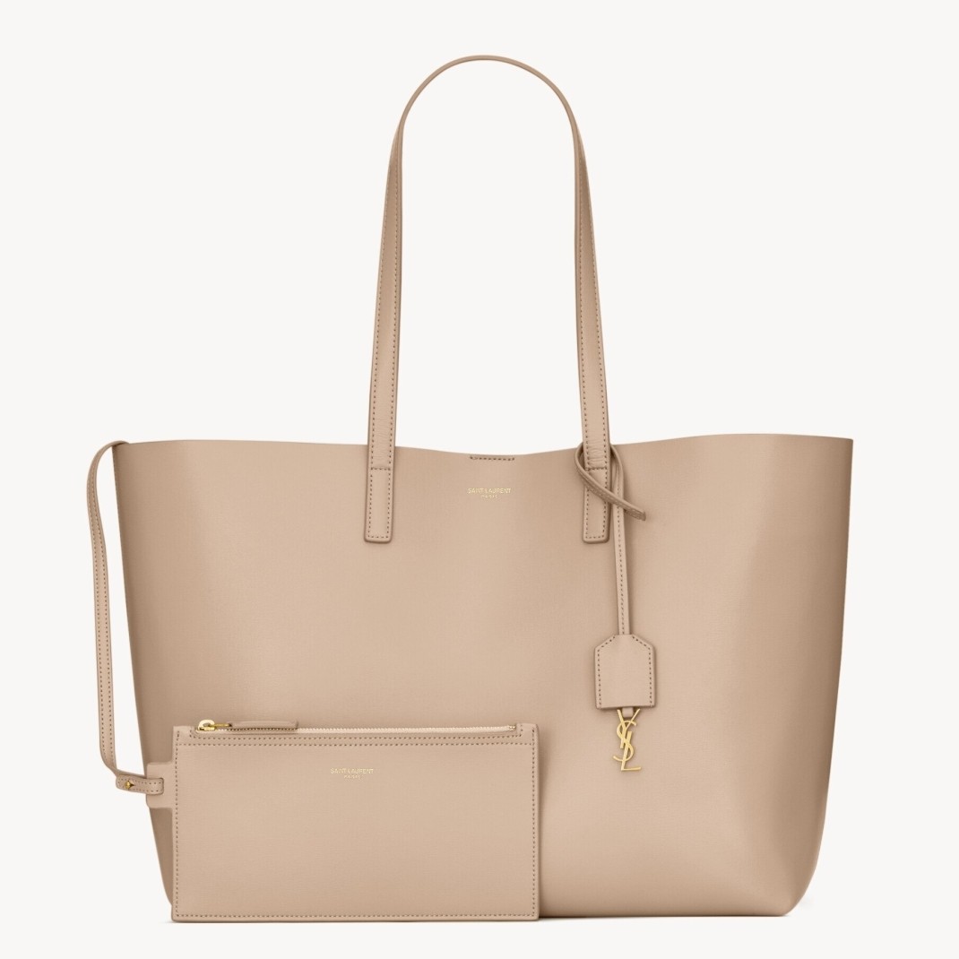 Saint Laurent Shopping Tote Bag in Beige Leather