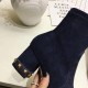 Valentino Dark Blue Stretch Suede 60mm Rockstud Bootie