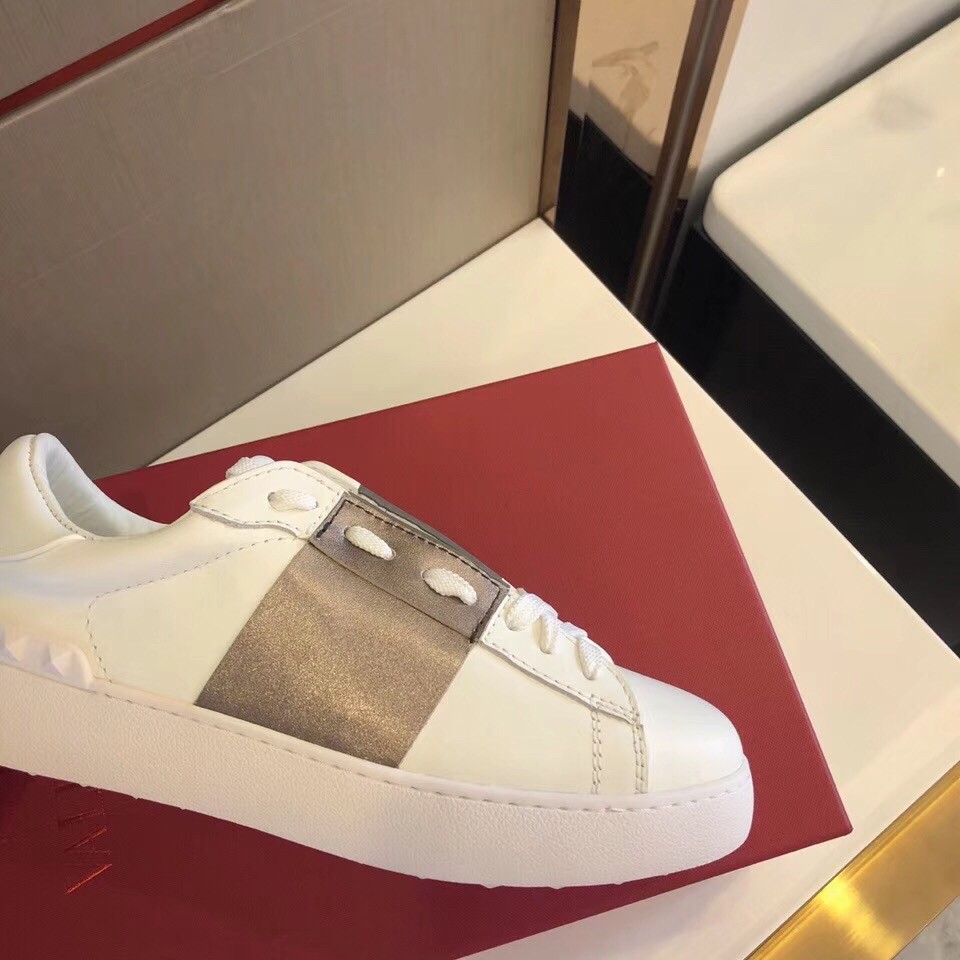 Valentino Garavani Metallic Open Sneaker Champagne