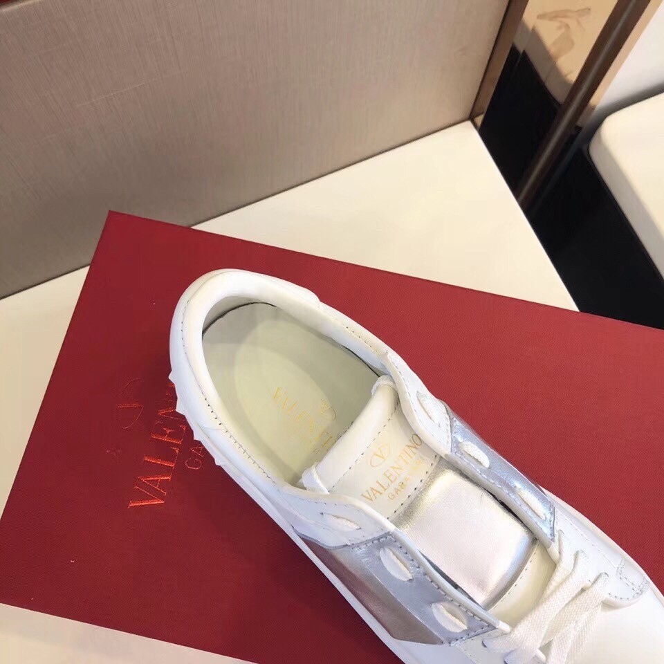 Valentino Garavani Metallic Open Sneaker Silver