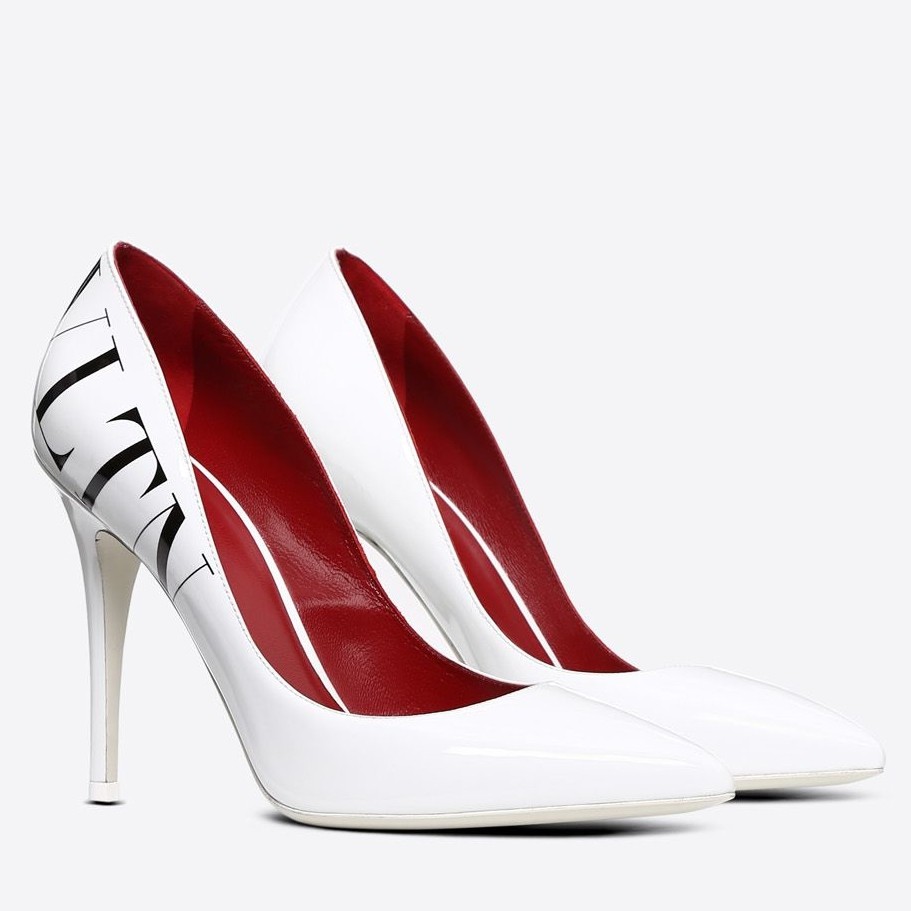 Valentino White VLTN Patent Pump 105mm