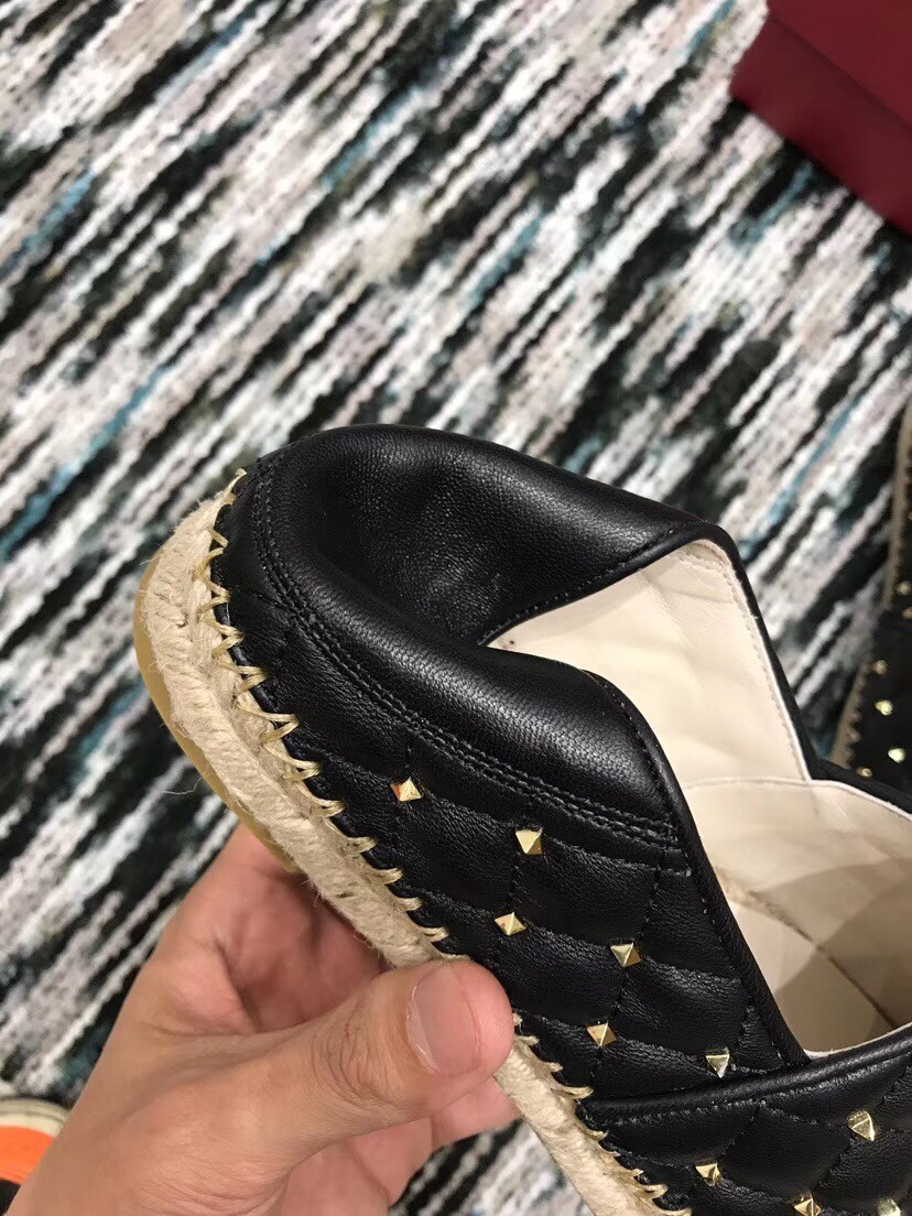 Valentino Garavani Black Rockstud Spike Espadrilles