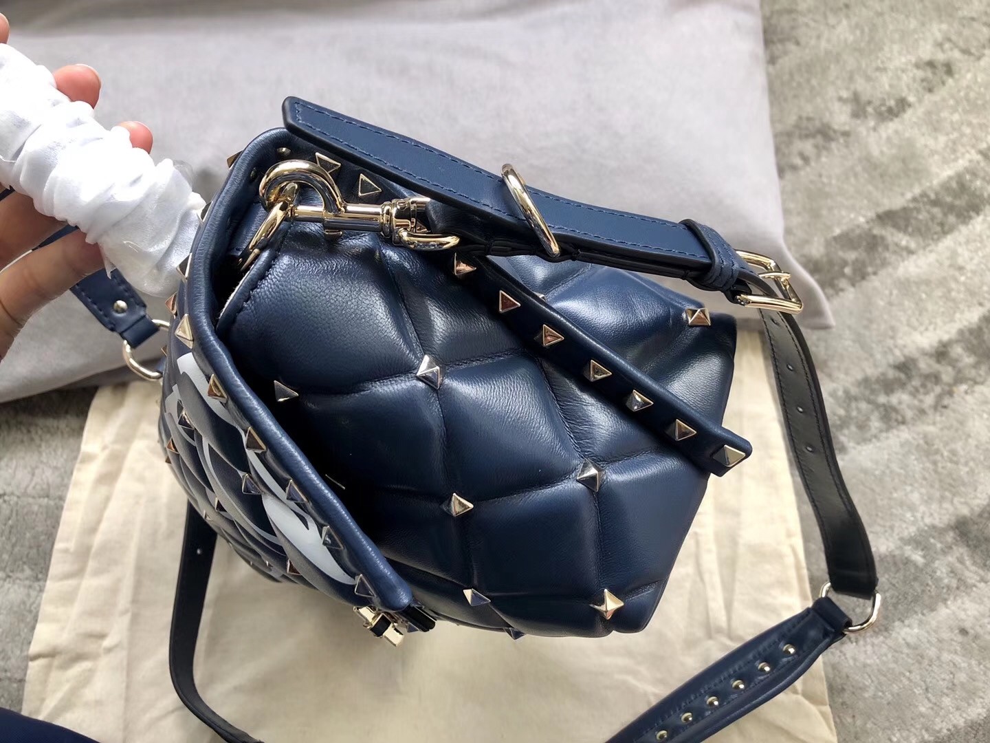 Valentino Garavani Blue VLTN Quilted Candystud Bag