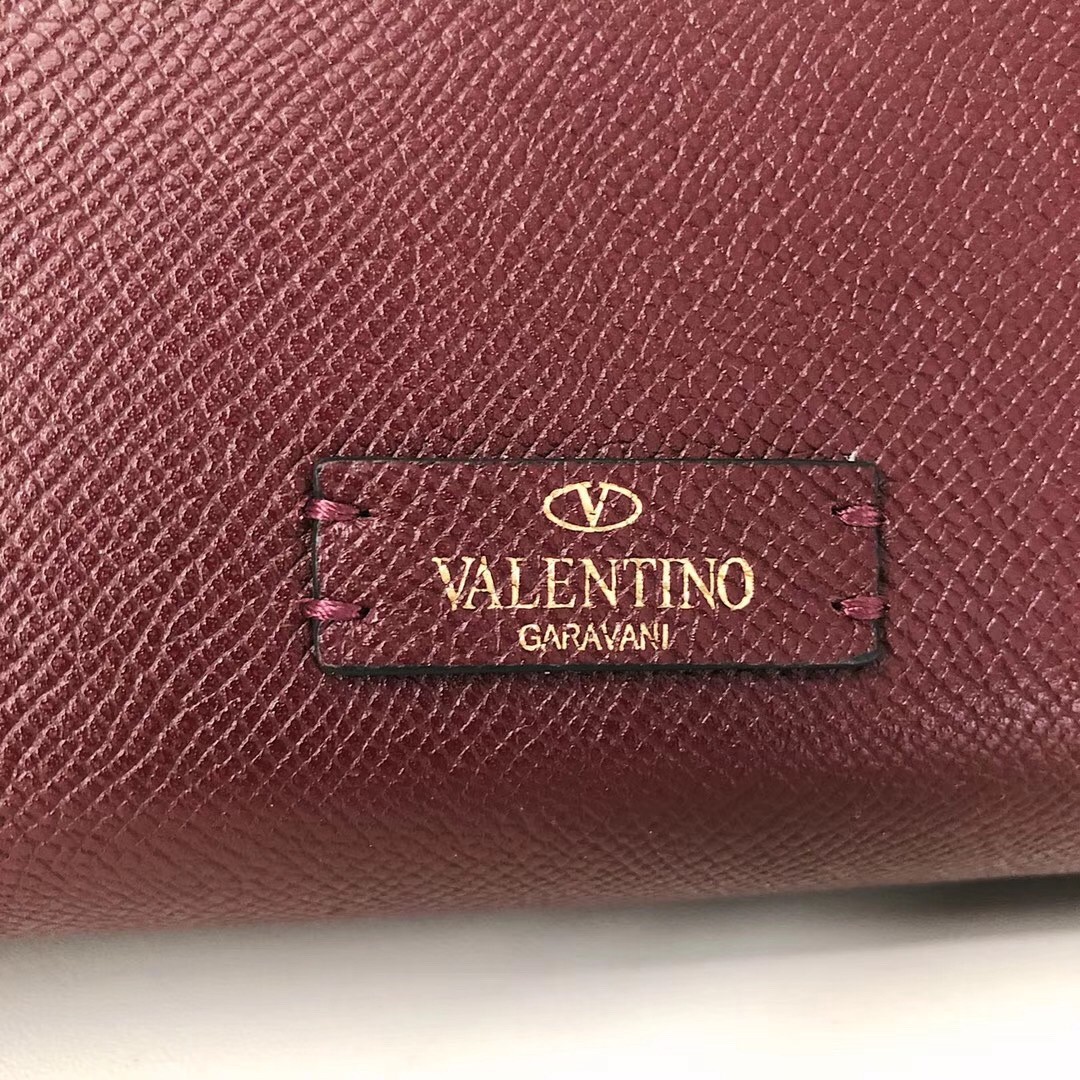 Valentino Vsling Handbag In Bordeaux Grainy Calfskin