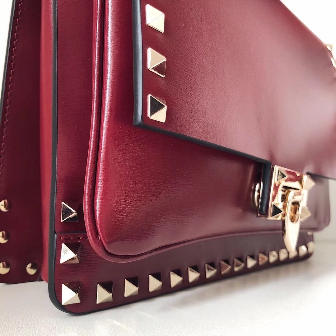 Valentino Rockstud Crossbody Bag In Red Calfskin