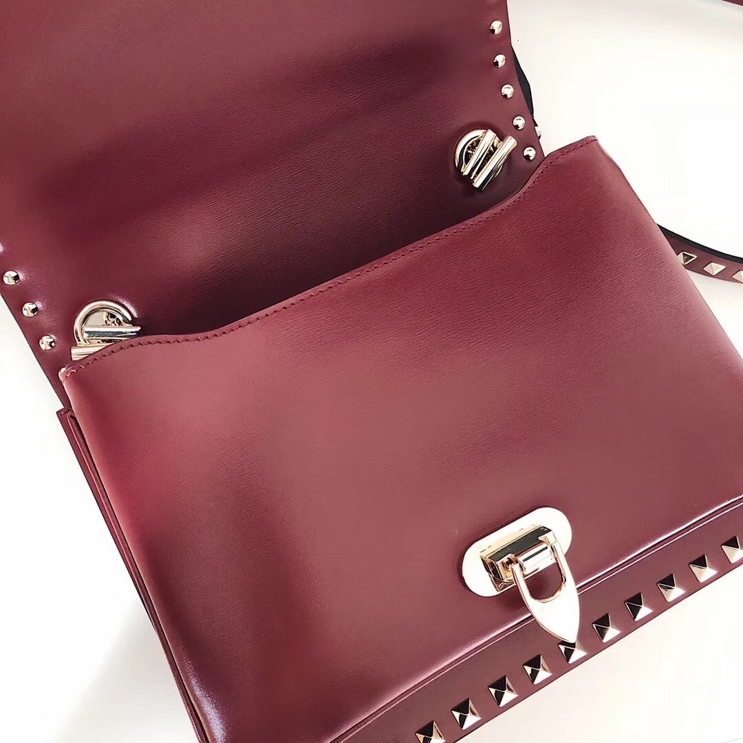 Valentino Rockstud Crossbody Bag In Red Calfskin