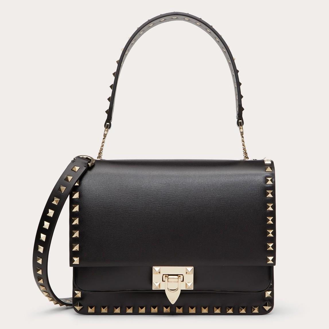 Valentino Rockstud Crossbody Bag In Black Calfskin