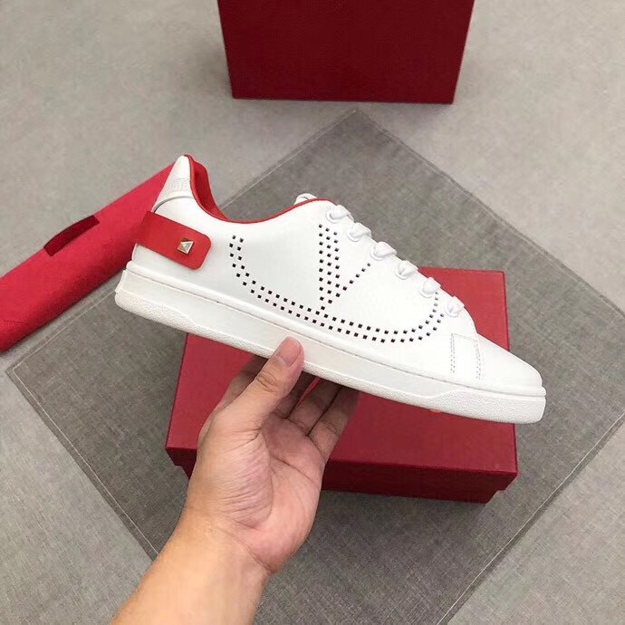 Valentino Men's Backnet VLOGO Sneakers With Red Heel