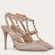 Valentino Rockstud Ankle Strap 100mm Pumps In Poudre Leather