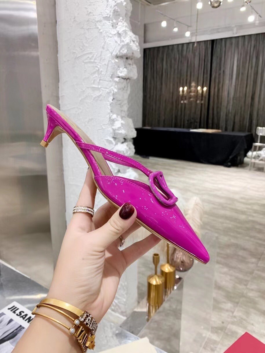 Valentino VLogo Mules 40mm In Hot Pink Patent Leather