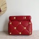 Valentino Medium Roman Stud Chain Bag In Red Nappa