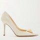 Valentino One Stud Pumps 100mm In White Patent Calfskin