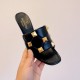 Valentino Roman Stud Slide Sandals 65mm In Black Leather