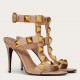 Valentino Roman Stud Sandals 100mm In Rose Cannelle Calfskin