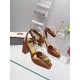 Valentino One Stud Sandals 90mm In Brown Calfskin