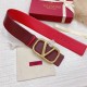 Valentino VLogo Reversible Belt 70mm in Burgundy and Red Calfskin