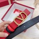 Valentino VLogo Reversible Belt 30mm in Black and Red Calfskin